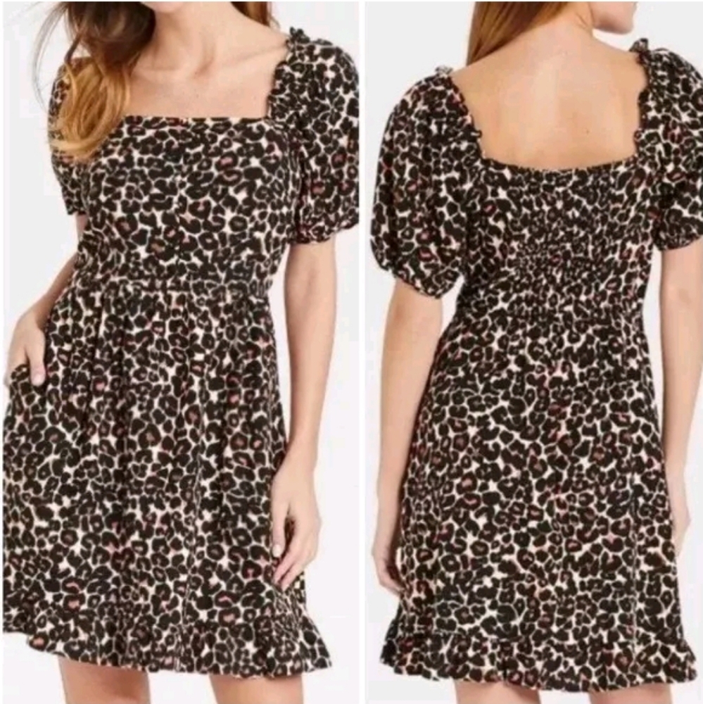 🐈‍⬛ Target Who What Wear Leopard Linen Summer Mini Dress